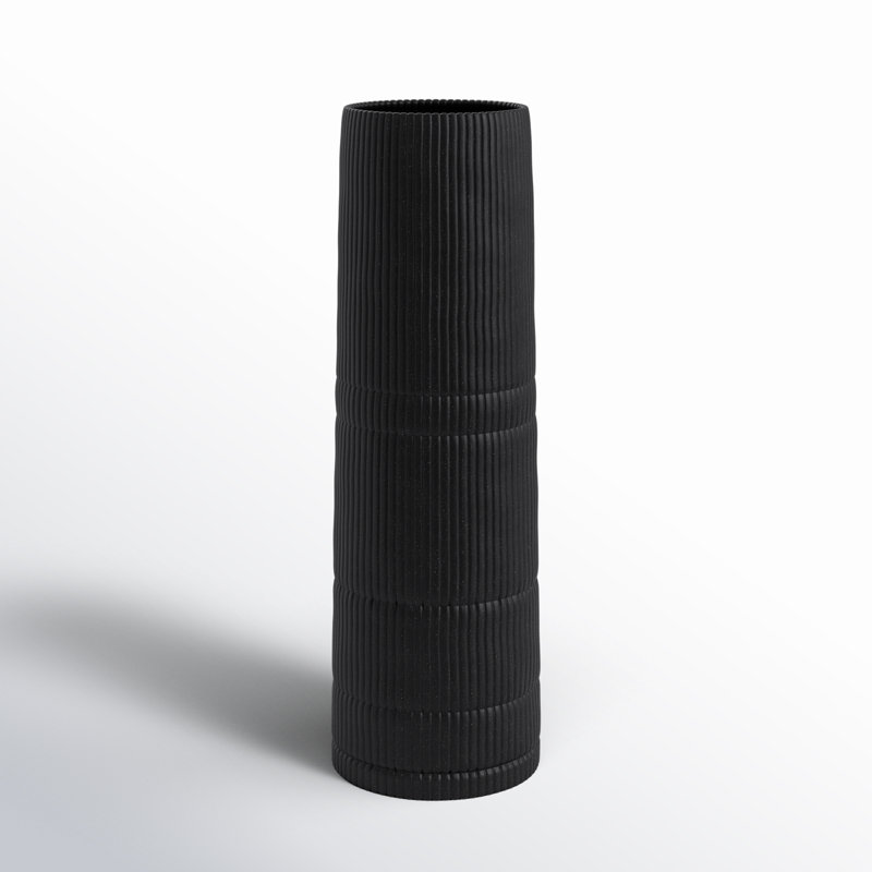 Sagebrook Home Morada Modern Neutral Ceramic Vase, Home Decor Centerpiece, Timeless Design, 15" H x 5" W x 5" D, Black