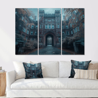 Grey University Research Facility Stormy Charm I - College & University Buildings Wall Decor Set