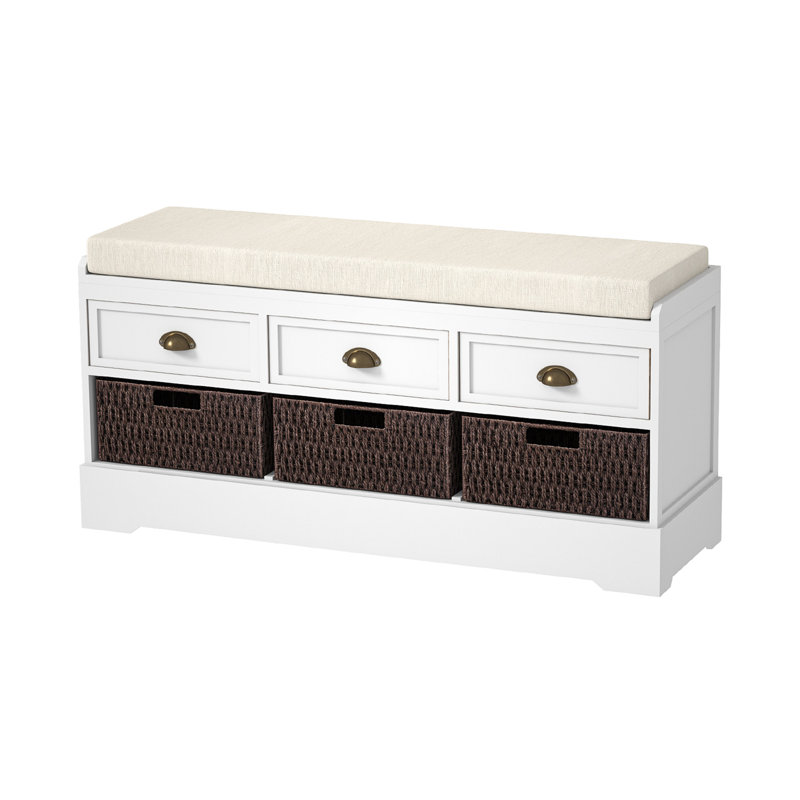 Banc de rangement avec tiroirs Maribelle, Blanc