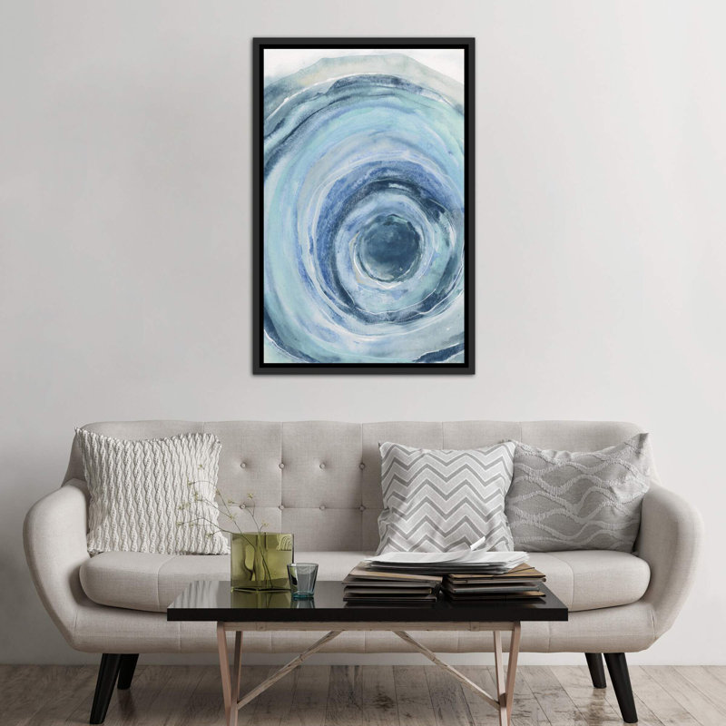 « aquarelle geode ix » par chris paschke, reproduction d’art, H 48 po x l 32 po x P 1,5 po, Toile avec cadre noir