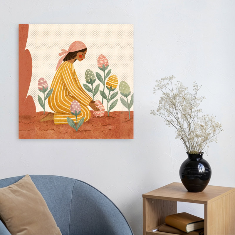 «Whimsical Egg Garden Colorful Dreamy Peaceful Nature Spring», impression murale, 24" H x 24" W