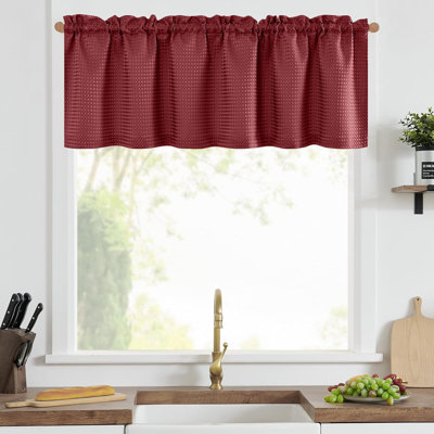 Linen Waffle Weave Kitchen Window Valance