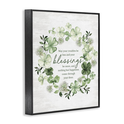 Clover Wreath Blessing Framed Giclee Art by Lettered and Lined