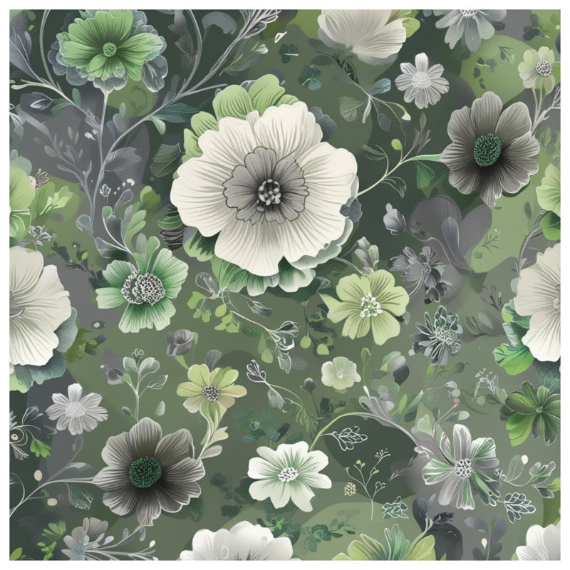 Couvre-lit matelassé vert à motif floral toutes tailles, Très grand lit