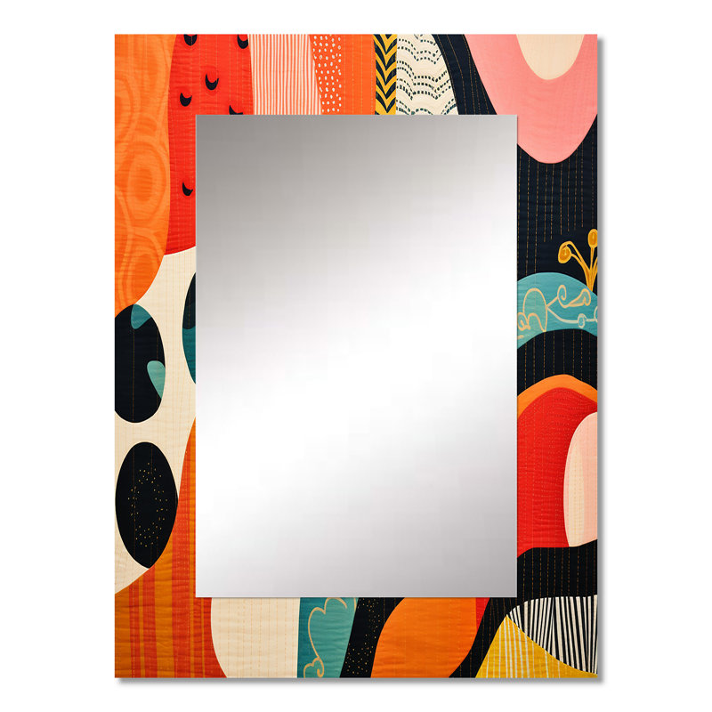 Mid Century Vintage Textiles II - miroir mural moderne unique Mid-Century, 32 po x 24 po