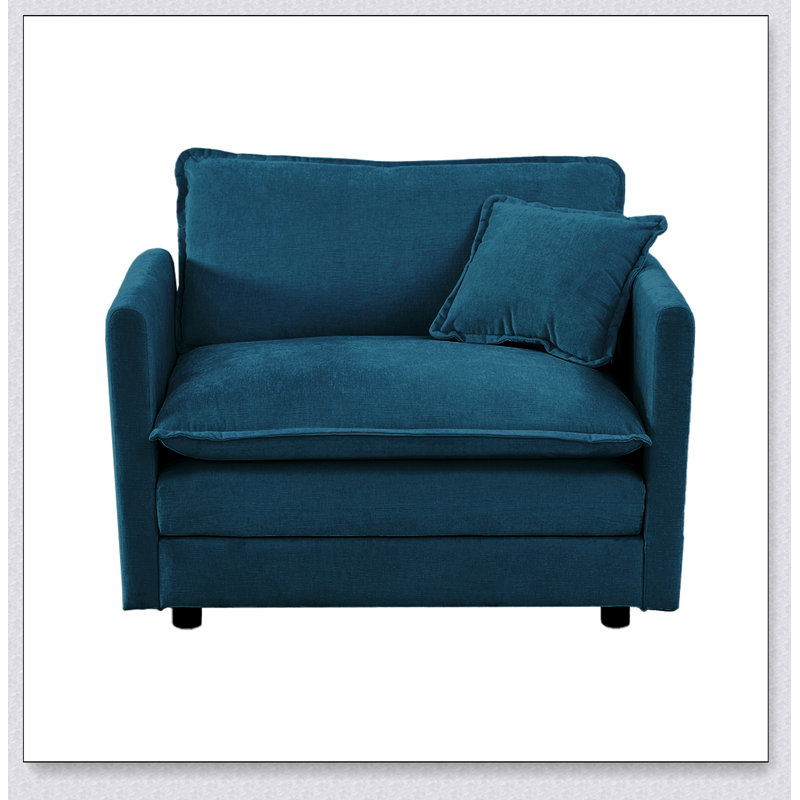 Fauteuil de salon rembourré Comfy, Chenille bleu