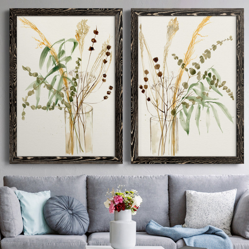 Composition In Vase I - Ensemble de 2 peintures sur toile encadrées, H 31,5 po x l 43,5 po x P 0,75 po, Noir
