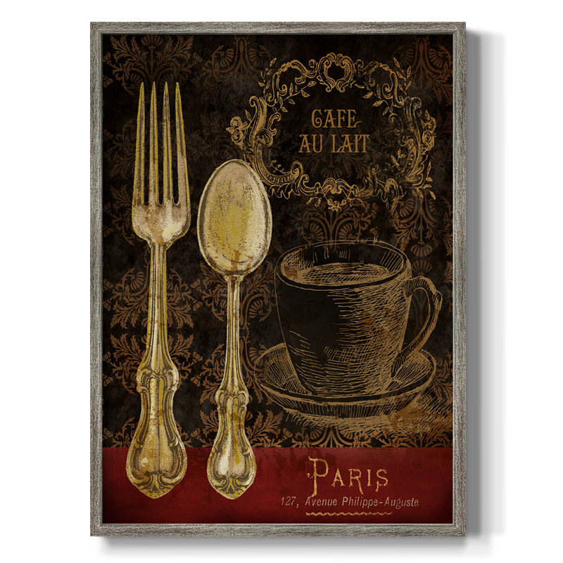 Café au lait, reproduction encadrée - bois massif, H 21 po x l 17 po