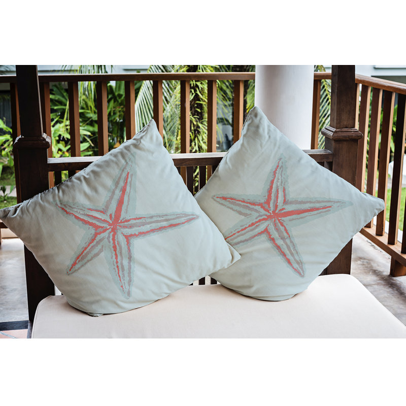 Housse de coussin rectangulaire d'extérieur Sea Star, Corail, 18 po x 18 po