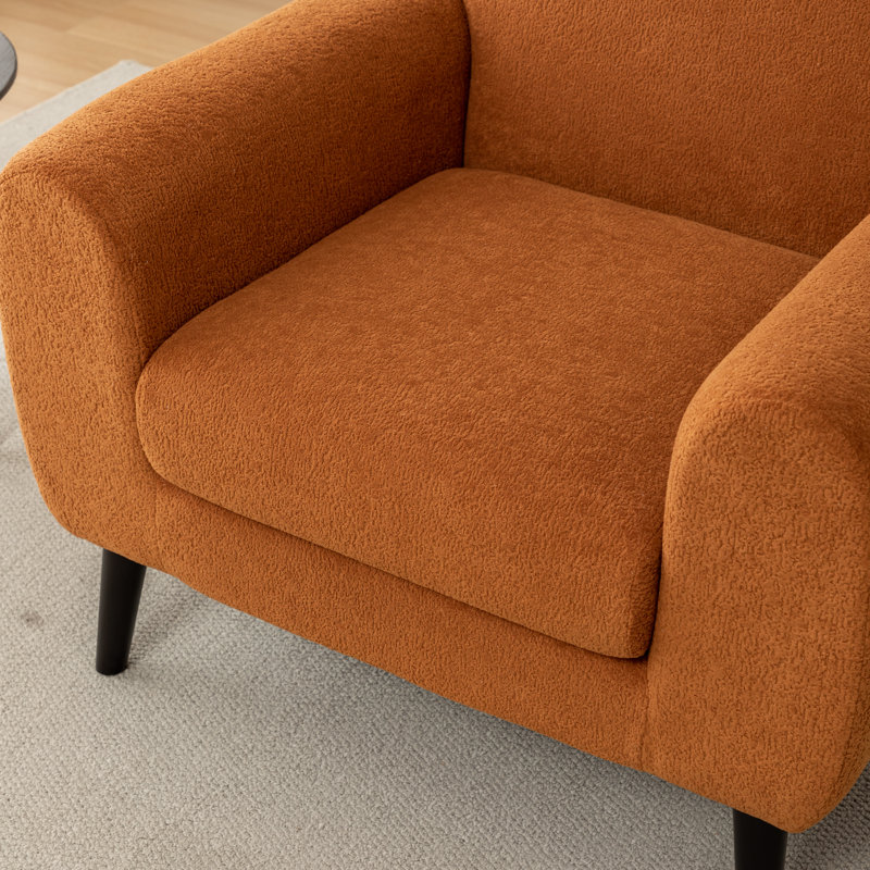 Deivi Upholstered Accent Chair with Round Arm, Orange Polyester