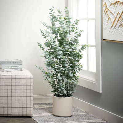 Artificial Large Potted Eucalyptus Tree 49"H; Green