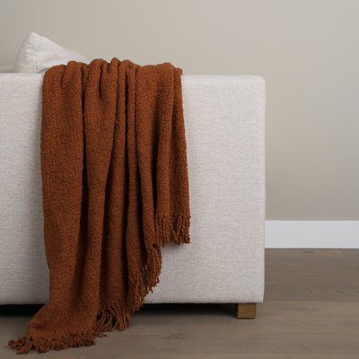 Jeté en coton tissé rouille Kambal