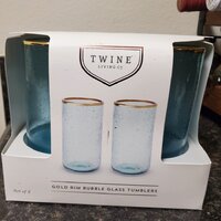 Twine Aqua Bubble Gold Rimmed Glass Tumblers - Tinted Water
