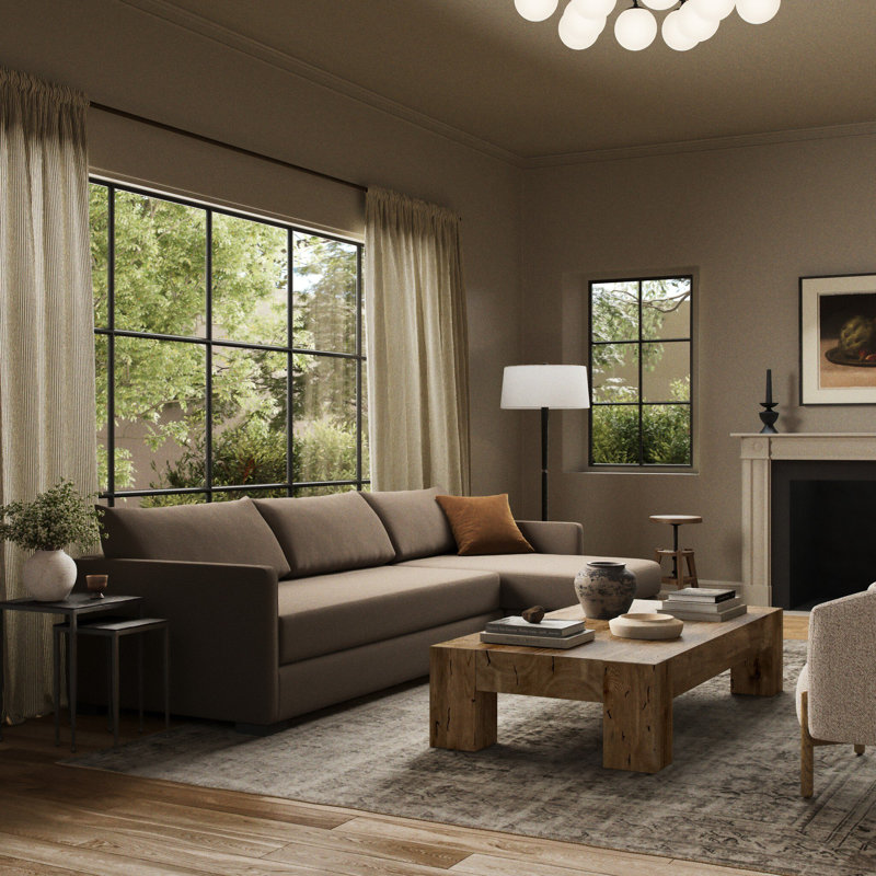 Wickham Chaise Sectional, Right Hand Facing, Crypton Nomad Snow Polyester Blend