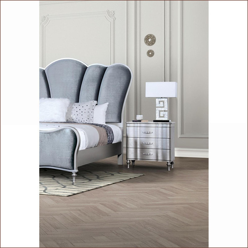 Table de chevet 3 tiroirs Silver Glam