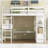 Modern Loft Bed with Built-in Desk with Two Drawers, and Storage Shelves and Drawers