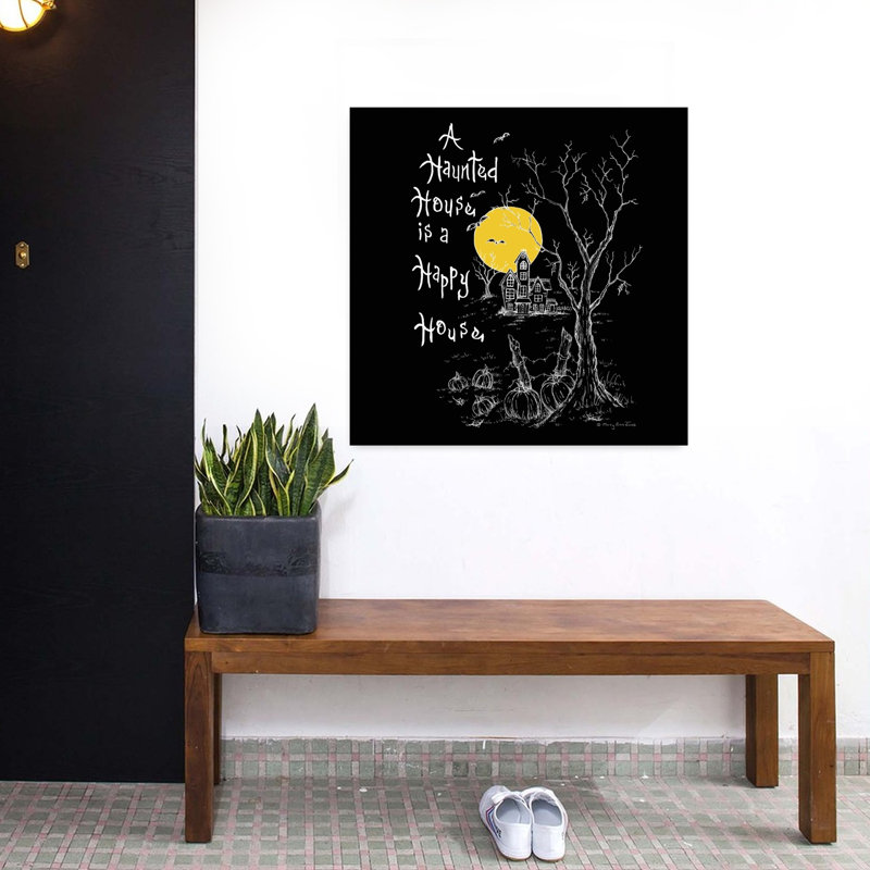 Maison hantée, arbre abstrait, art contemporain, H 32 po x l 32 po