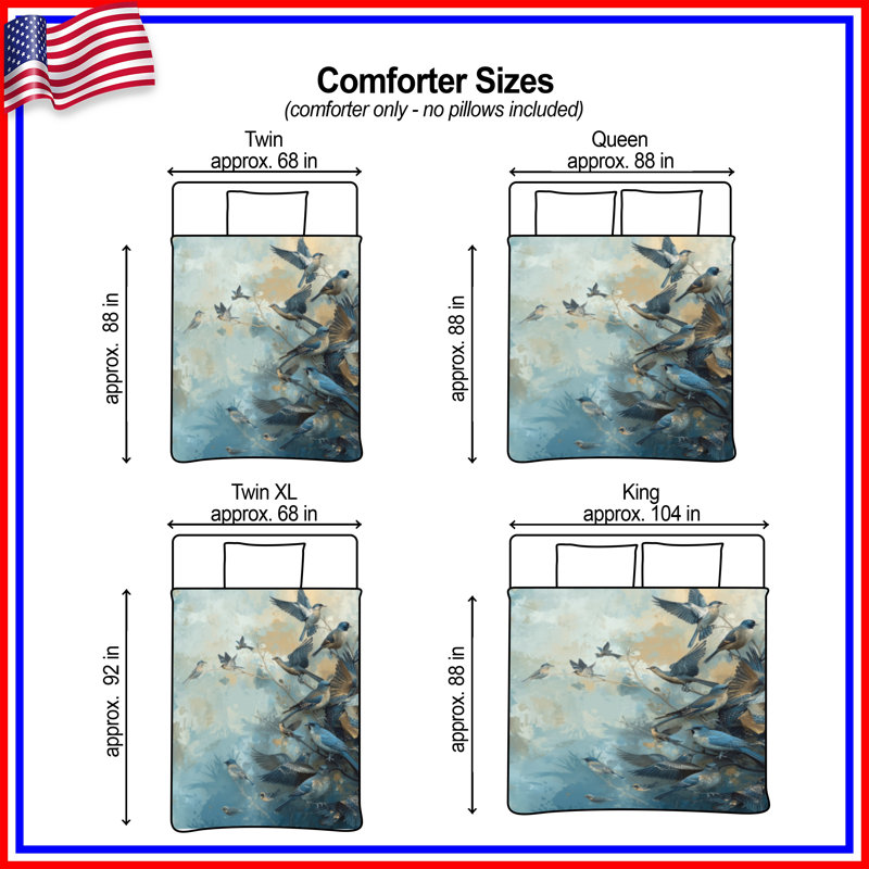 Blue Birds In Flight Comforter, Twin