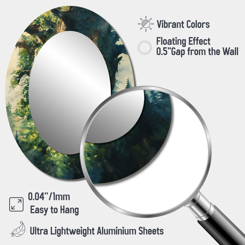 Miroir mural vert moderne Green Forest Titan Giants I, 40 po x 30 po