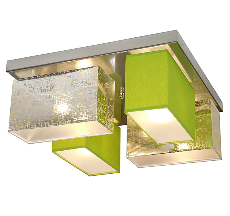 Eris-004 Fabric Flush Mount, Silver and green
