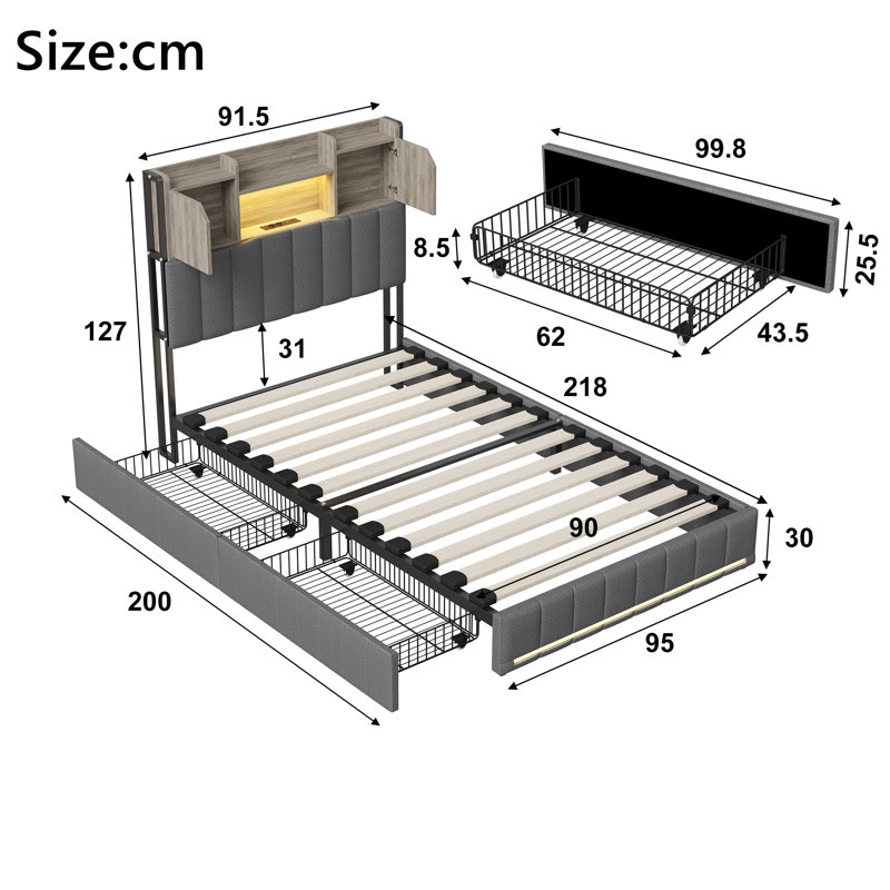 Bed, European Single (90 x 200 cm)
