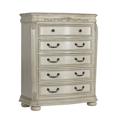 Aguon 40.75" W Solid Wood 5-Drawer Chest