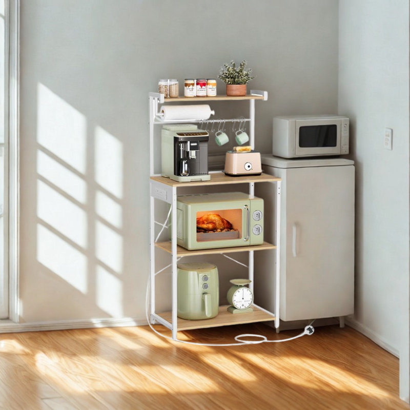 Industrial 4 Tier Smart Kitchen Bakers Rack With Power Outlets