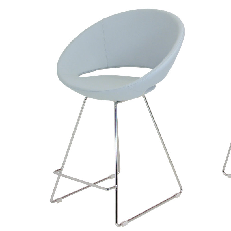 Tabouret de bar et de comptoir Crescent, Cuirette - Blanc, Tabouret de comptoir (assise de 24 po de hauteur)