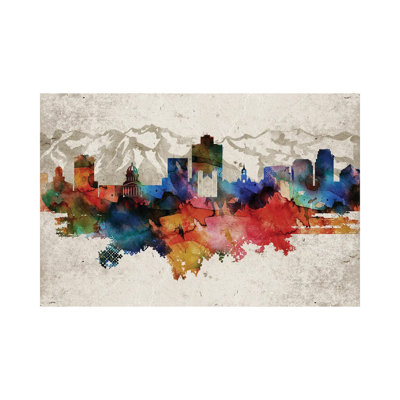 Salt Lake City Abstract 1 Piece Wrapped Canvas Painting