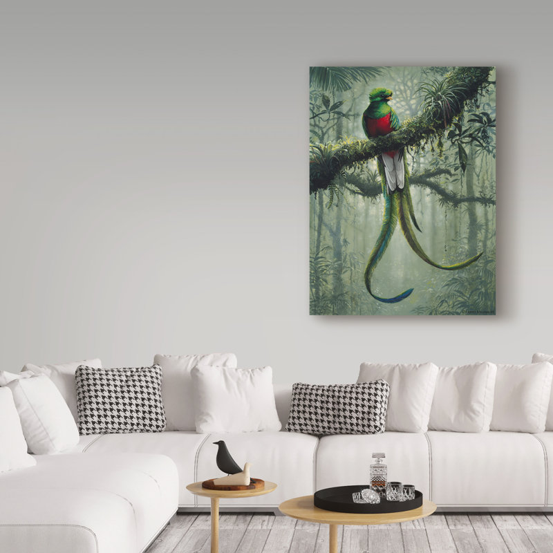 Resplendent Quetzal Green and Red Canvas Art 14x19