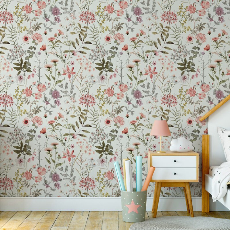 Jardin de fleurs fantaisiste, L 105,96 po x l 138 po