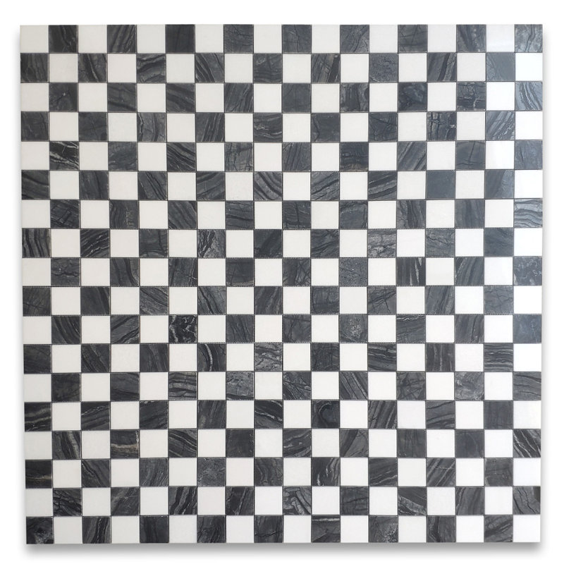 Carreau de mosaïque en marbre argenté 2 x 2