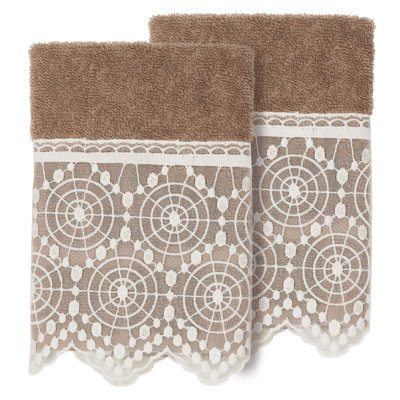  Turkish Cotton White Lace Embellished Washcloth
