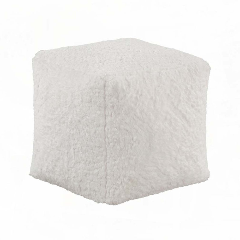 Repose-pieds Pouf Upholstery, Imitation fourrure blanc cassé