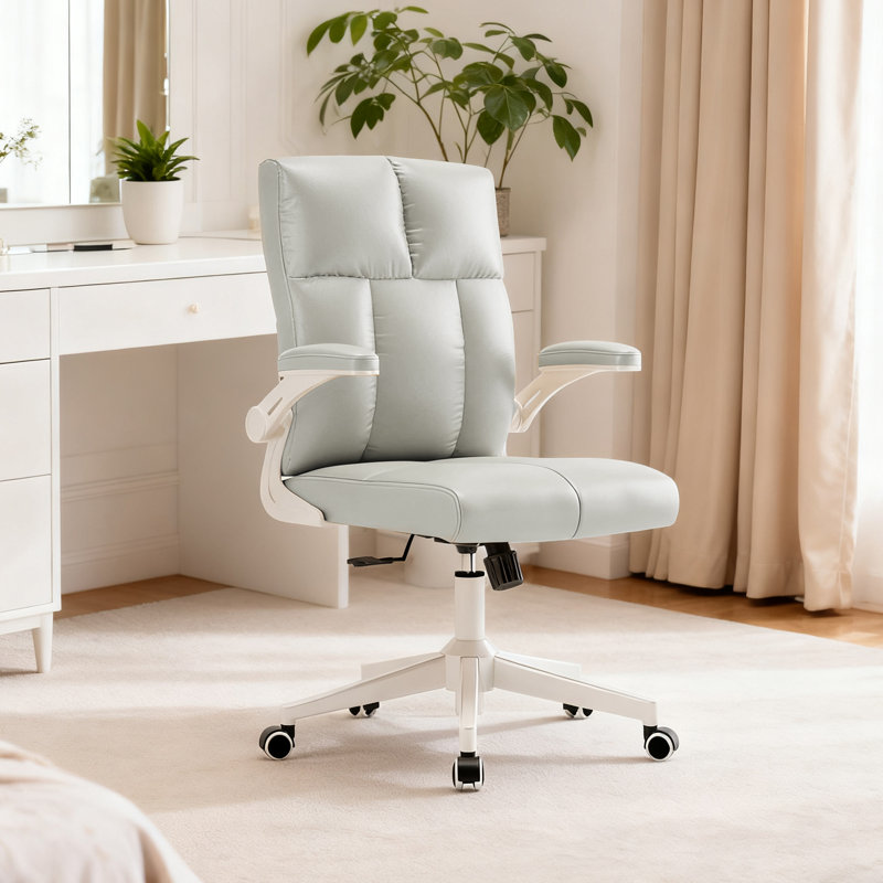 Pu Home Office Chair,ergonomic Desk,executive Chair Computer Task Chair, Rolling Swivel Chair With Arms, Gray