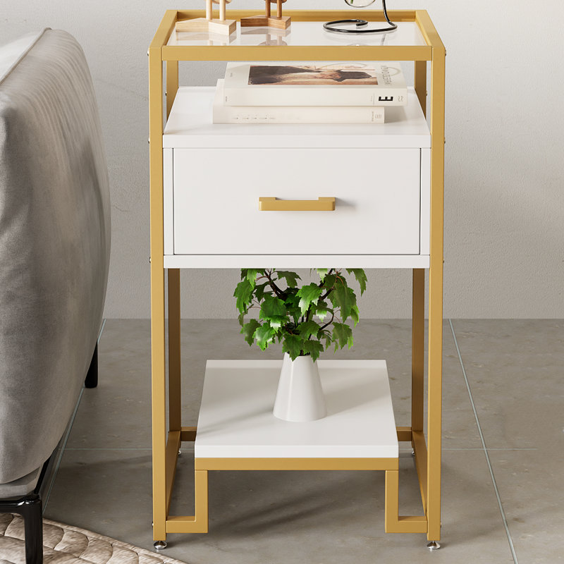 Glass Top Trestle End Table