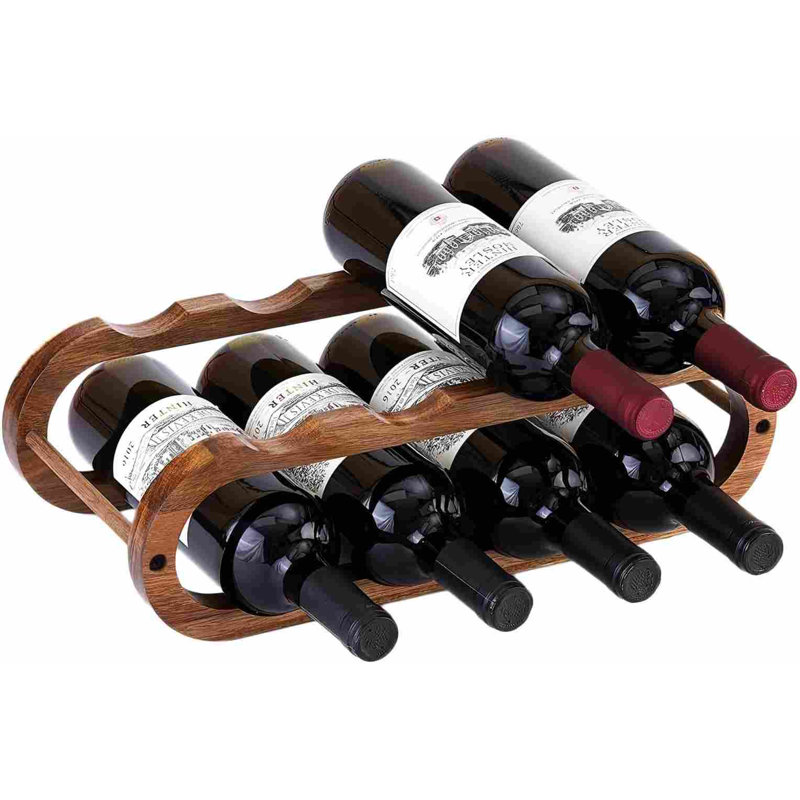 Support à vin et organisateur de bouteilles d'eau 2 en 1 pour armoire et comptoir - réglable en 2 tailles (bois d'acacia à 2 niveaux)
