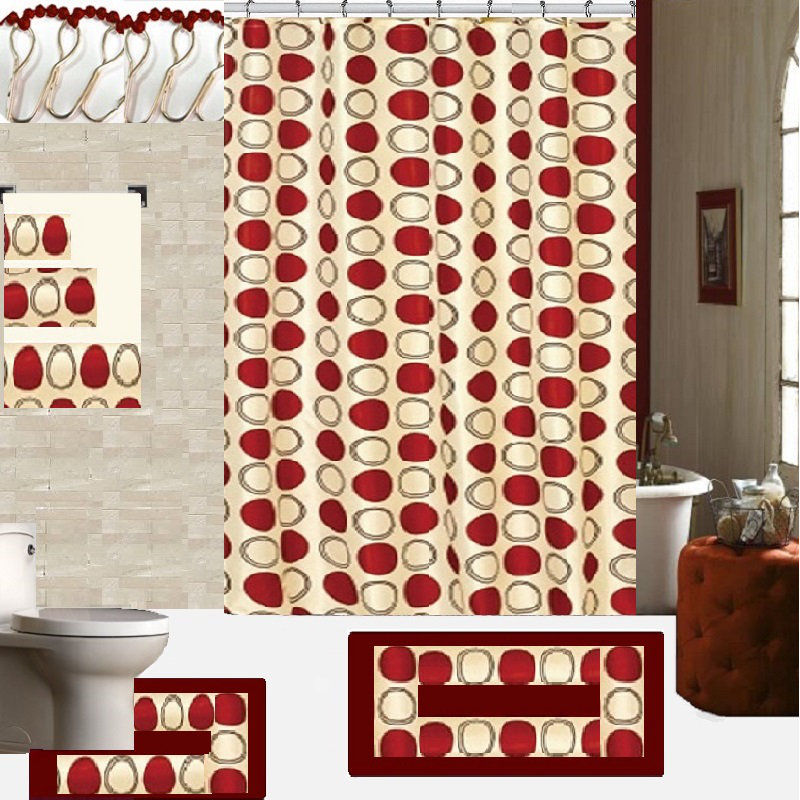 Dafyd Geometric Shower Curtain with Hooks Included