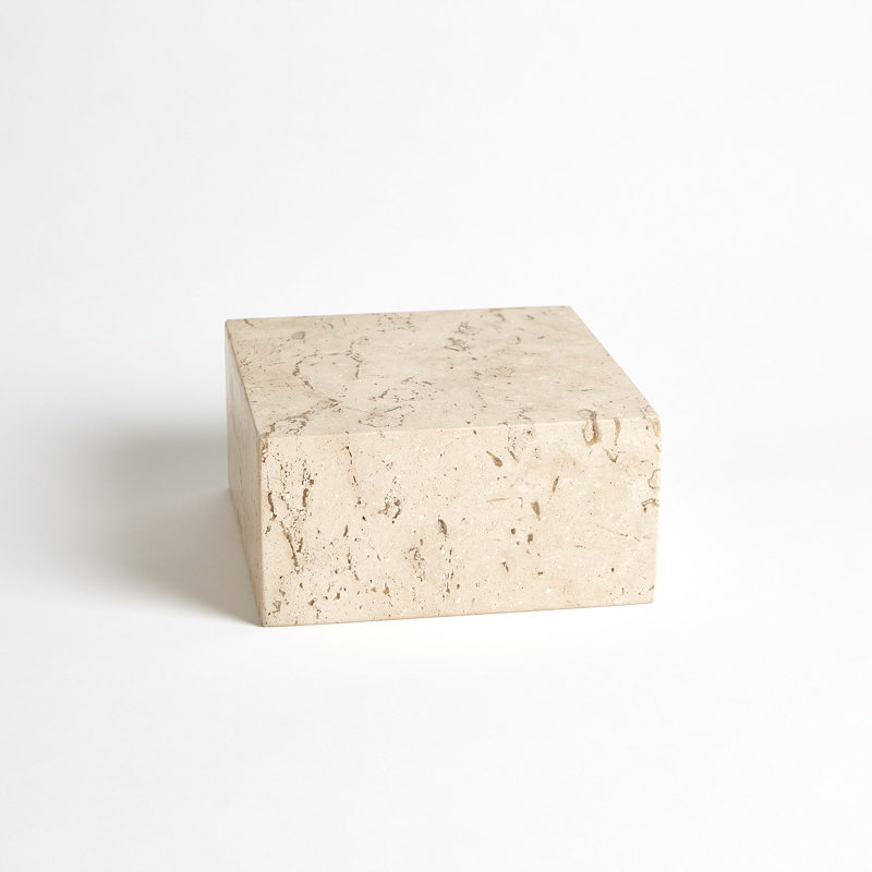 Travertine Cube Riser-Sm, 4" H x 8" W x 8" D