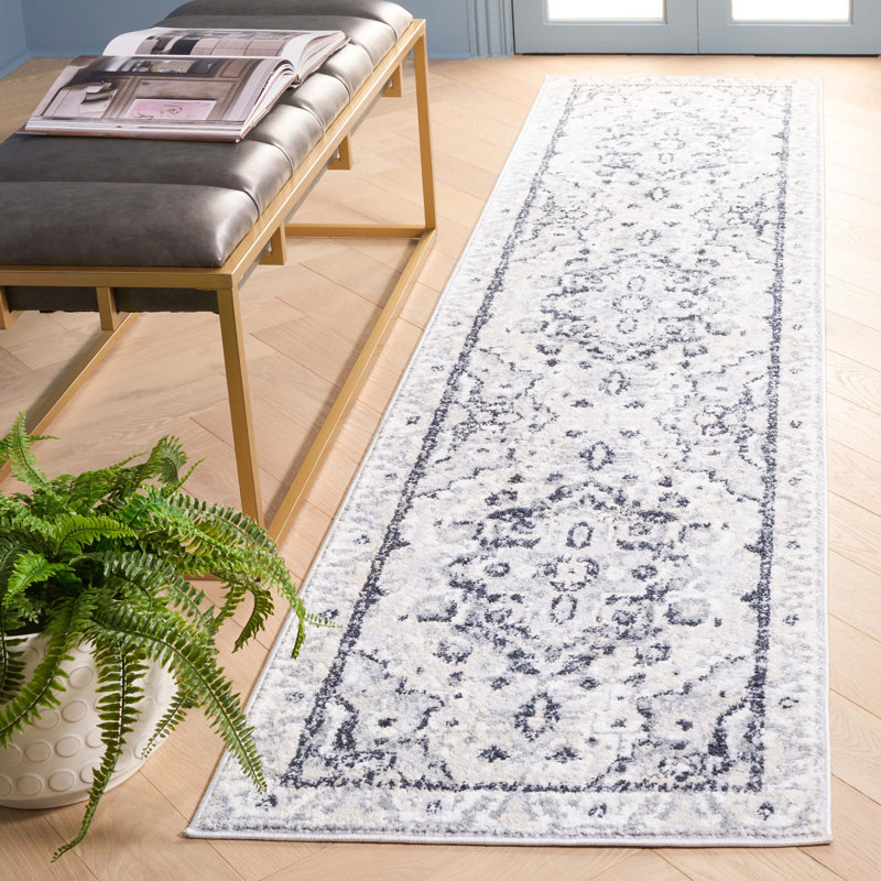 Lowrey Ivory Grey / Charcoal Rug, Runner 2'2" x 9'