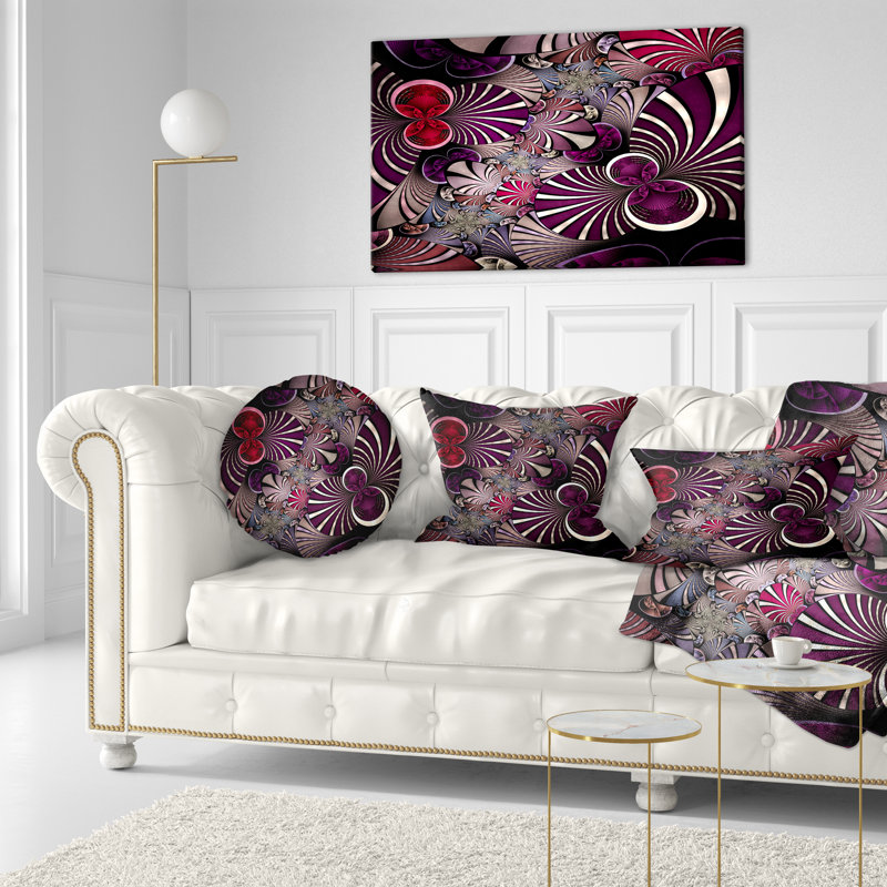 Fleur fractale violet foncé - coussin imprimé abstrait