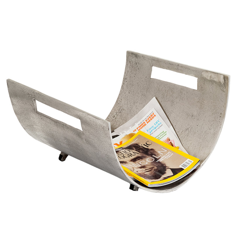 Silver Aluminum Freestanding Magazine and Log Basket