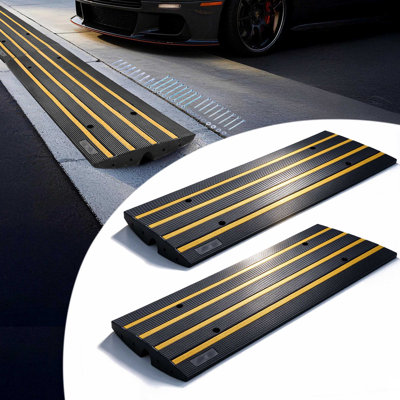 Yescom 2 Pack Driveway Curb Ramp 4FT Each Heavy Duty Rubber Bumper Protector for Low Cars