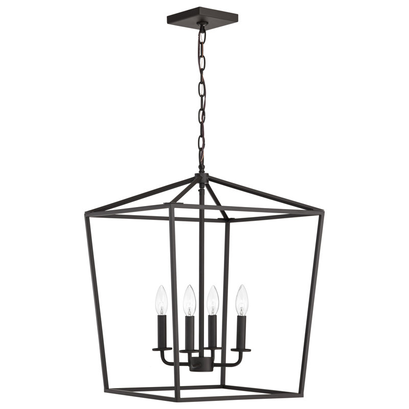 Lustre rectangulaire 4 lumières Azair, H 26,5 po x l 20 po x P 20 po, Bronze foncé