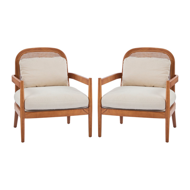 [Ensemble de 2] Chaise d'appoint Mid-Century moderne 26,6 po, Noyer, Ivoire ivoire