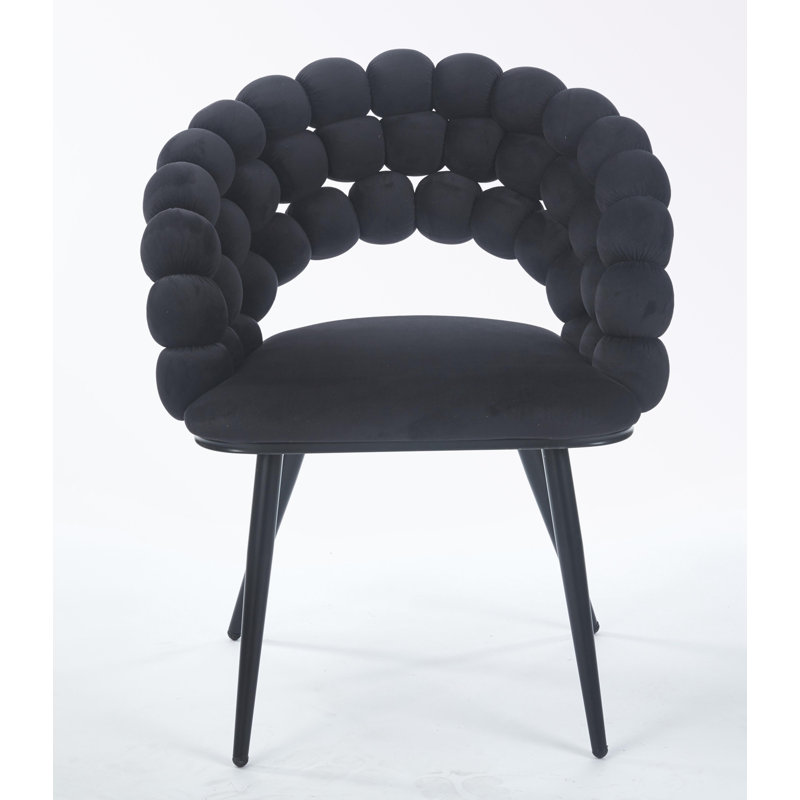 Dining Chairs Set of 2 with metal Legs and comfortable backrest, Black