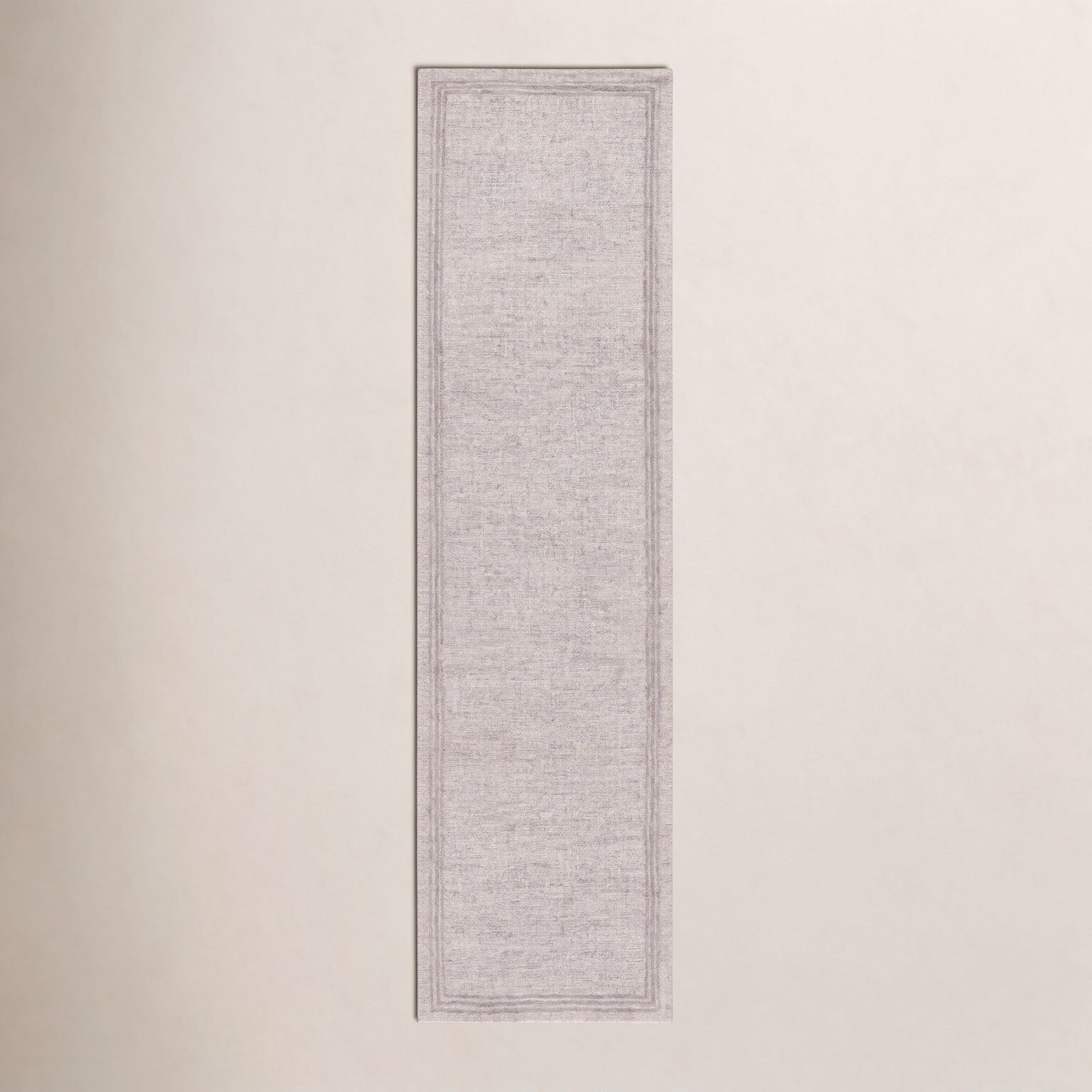 Gray Beige Hand-Tufted Wool Rug, Runner 2'3" x 9'
