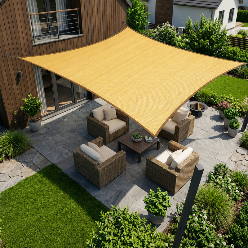 Voile d'ombrage Amgo, Beige, Bordure de jardin x 10 pi,