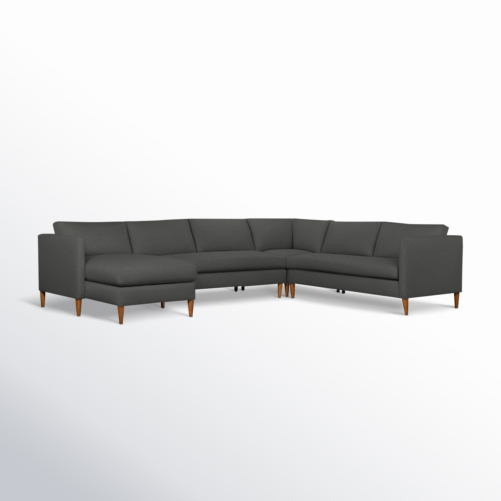 Clifford 4-Piece Upholstered Custom Sectional, Left Hand Facing, Davis Smoke Bouclé
