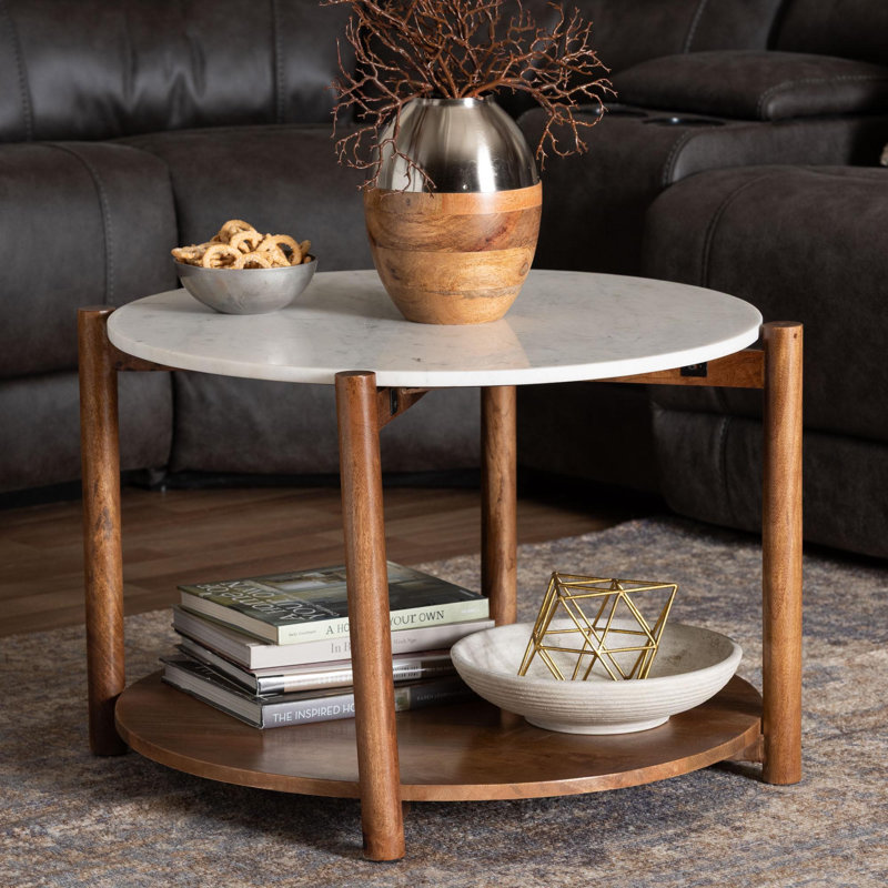 Table basse ronde en marbre Baxton Studio Quindalyn